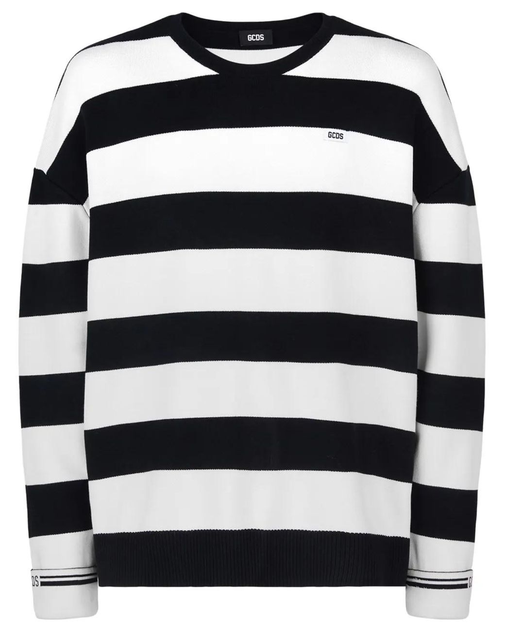 Gcds Black Striped Logo-Appliqué Sweatshirt for men