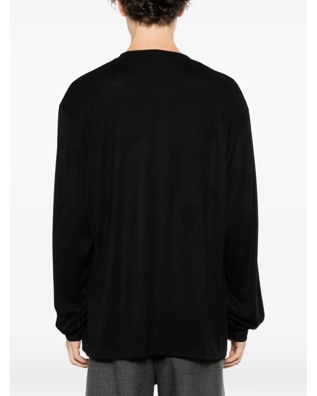 CALMLENCE Black Wool Long-Sleeve T-Shirt for men