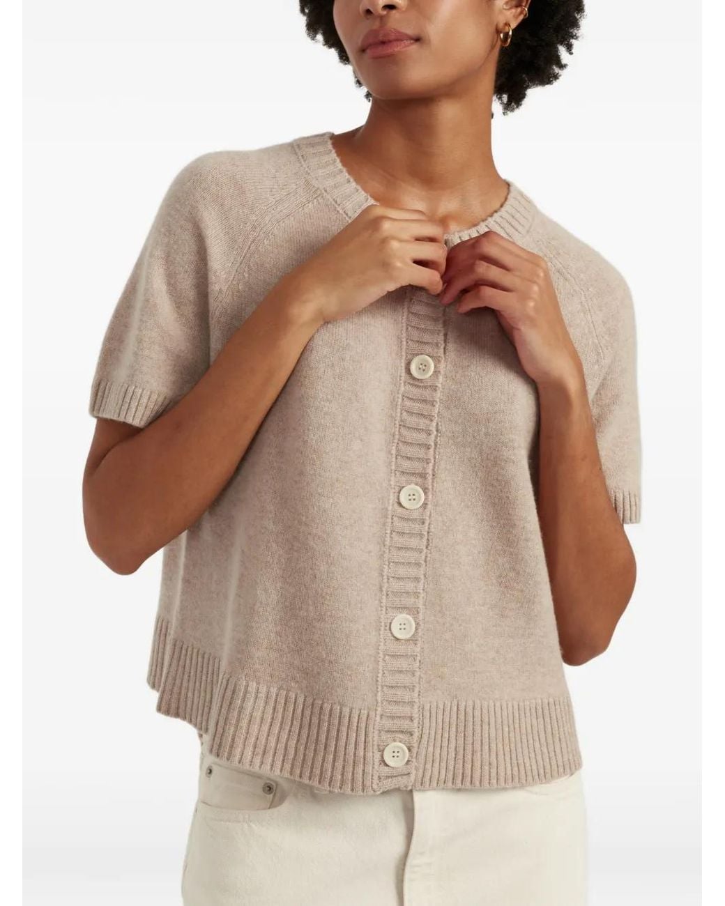 Chinti & Parker Natural Button-Up Long-Sleeve Cardigan