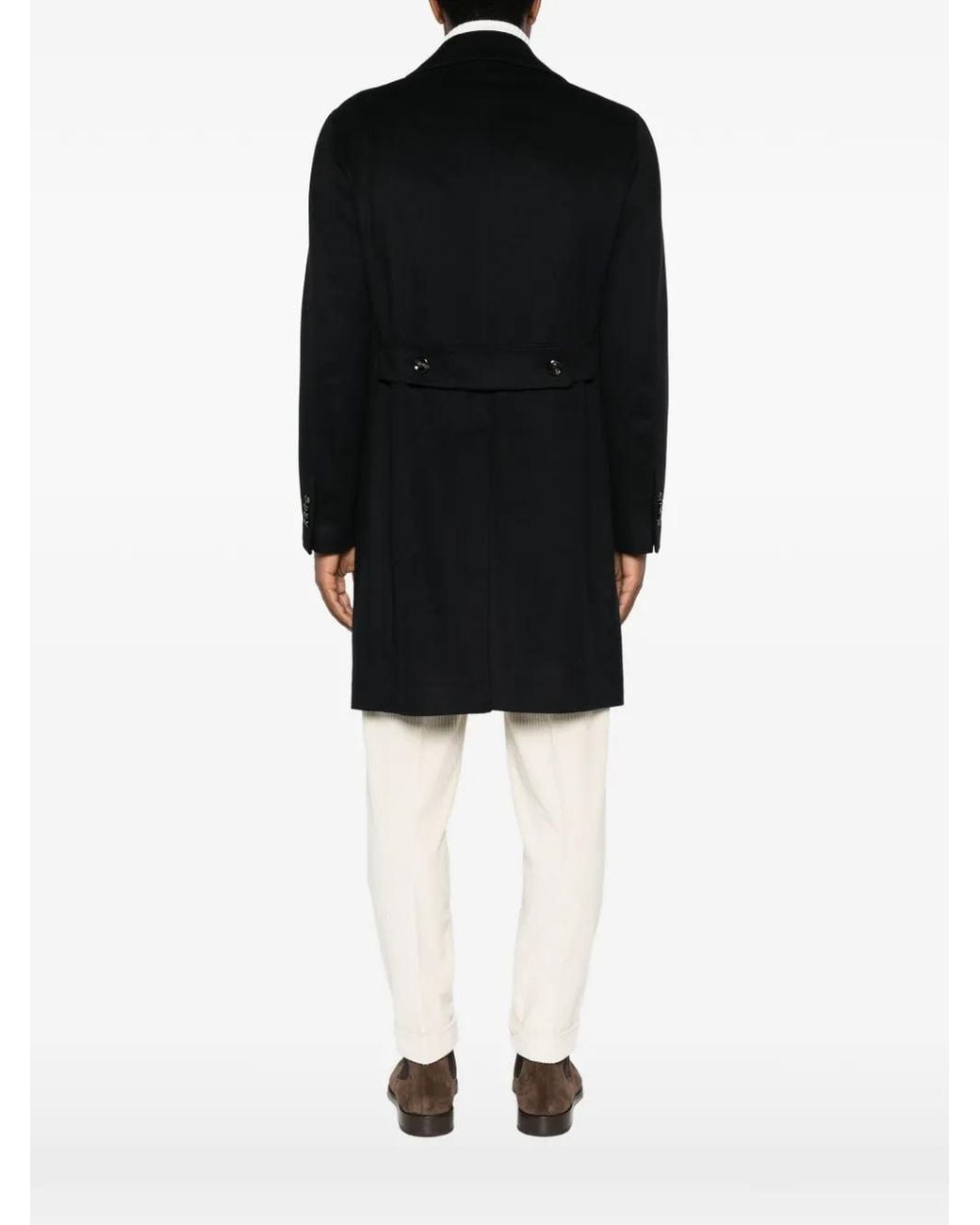 Tagliatore Black Double-Breasted Coat for men