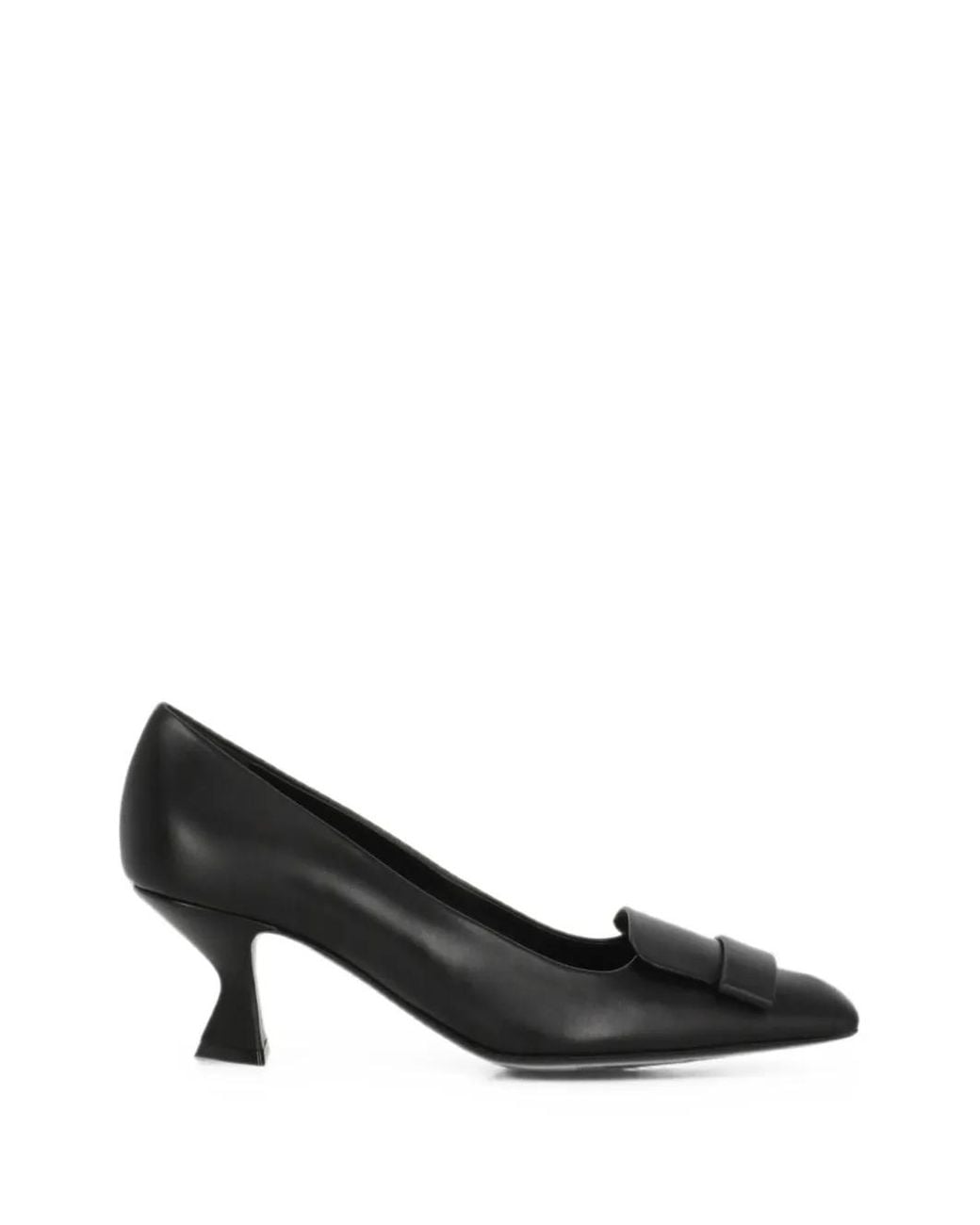 Sergio Rossi Black Plaque-Detail Squared-Toe Heeled Pumps