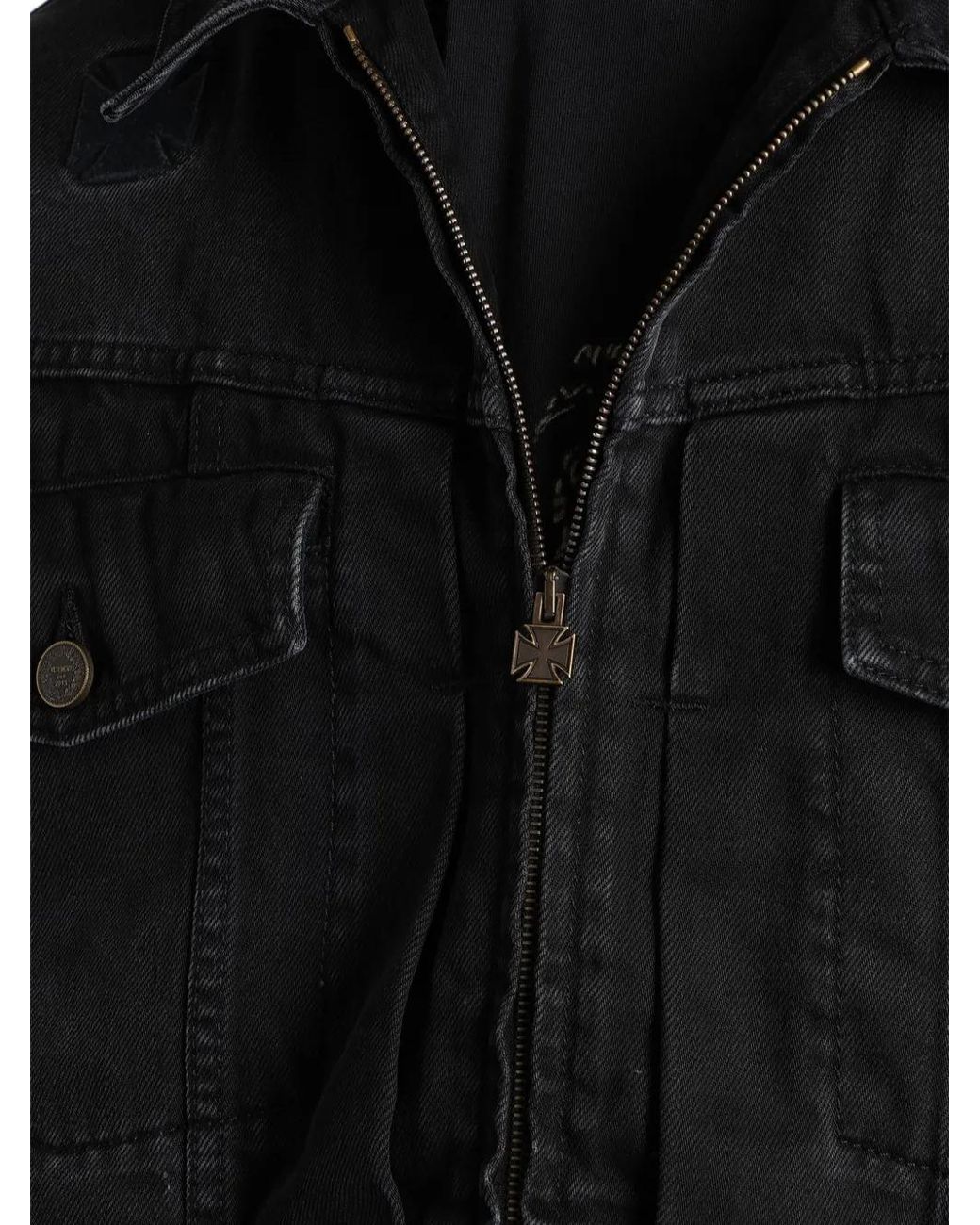 Vetements Black Zip-Up Denim Jacket for men