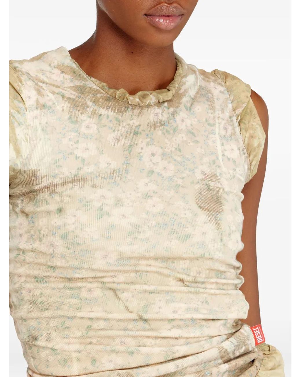DIESEL Natural Floral Blouse With Ruffles