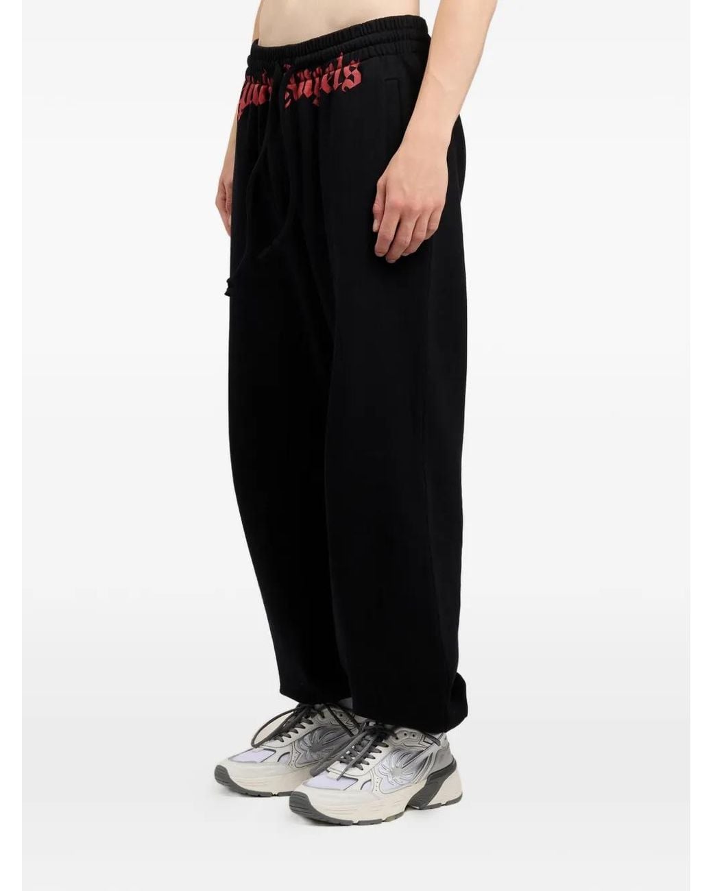 Palm Angels Black Waist Logo Track Pants for men