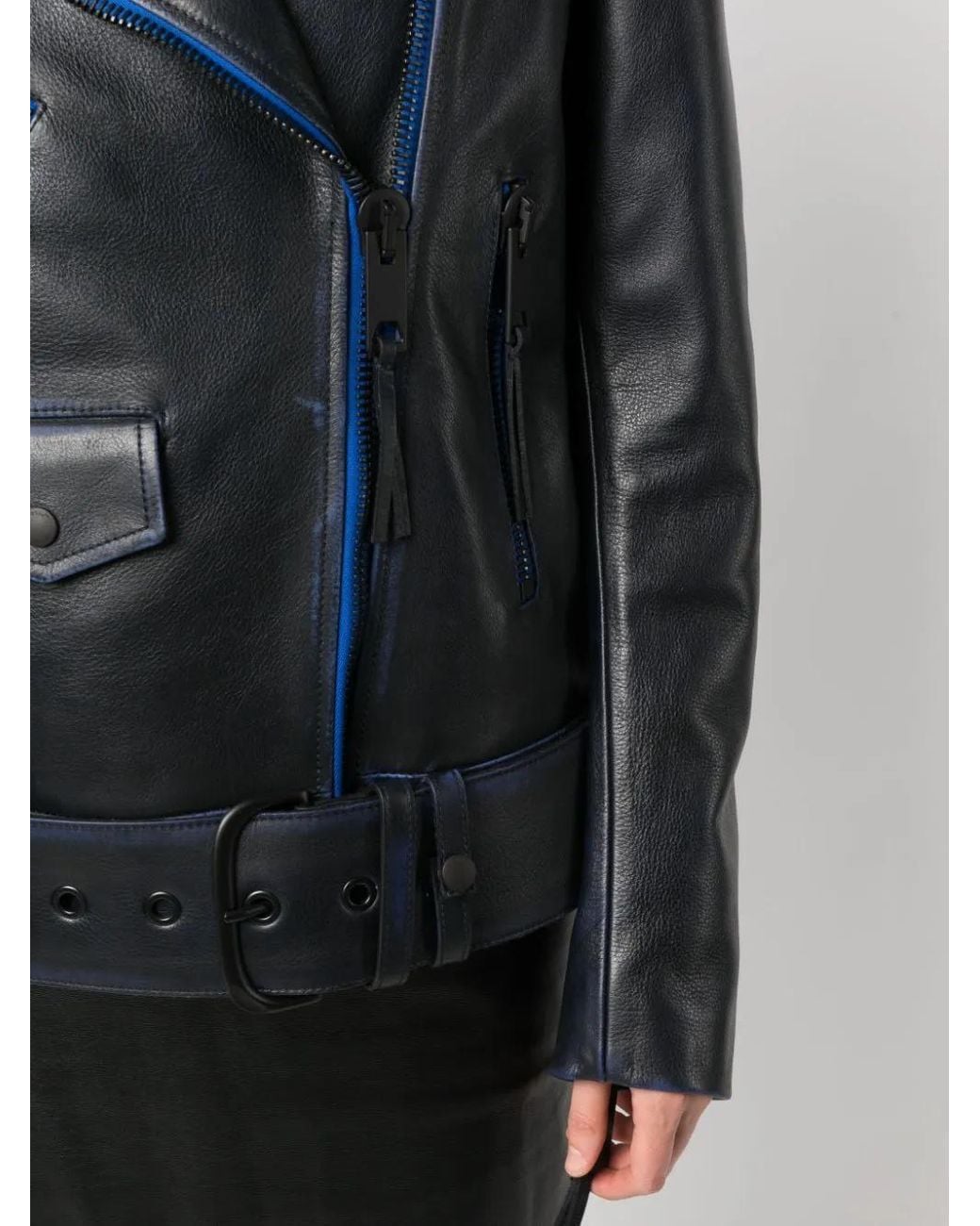 Off-White c/o Virgil Abloh Black Contrast-Trim Leather Jacket