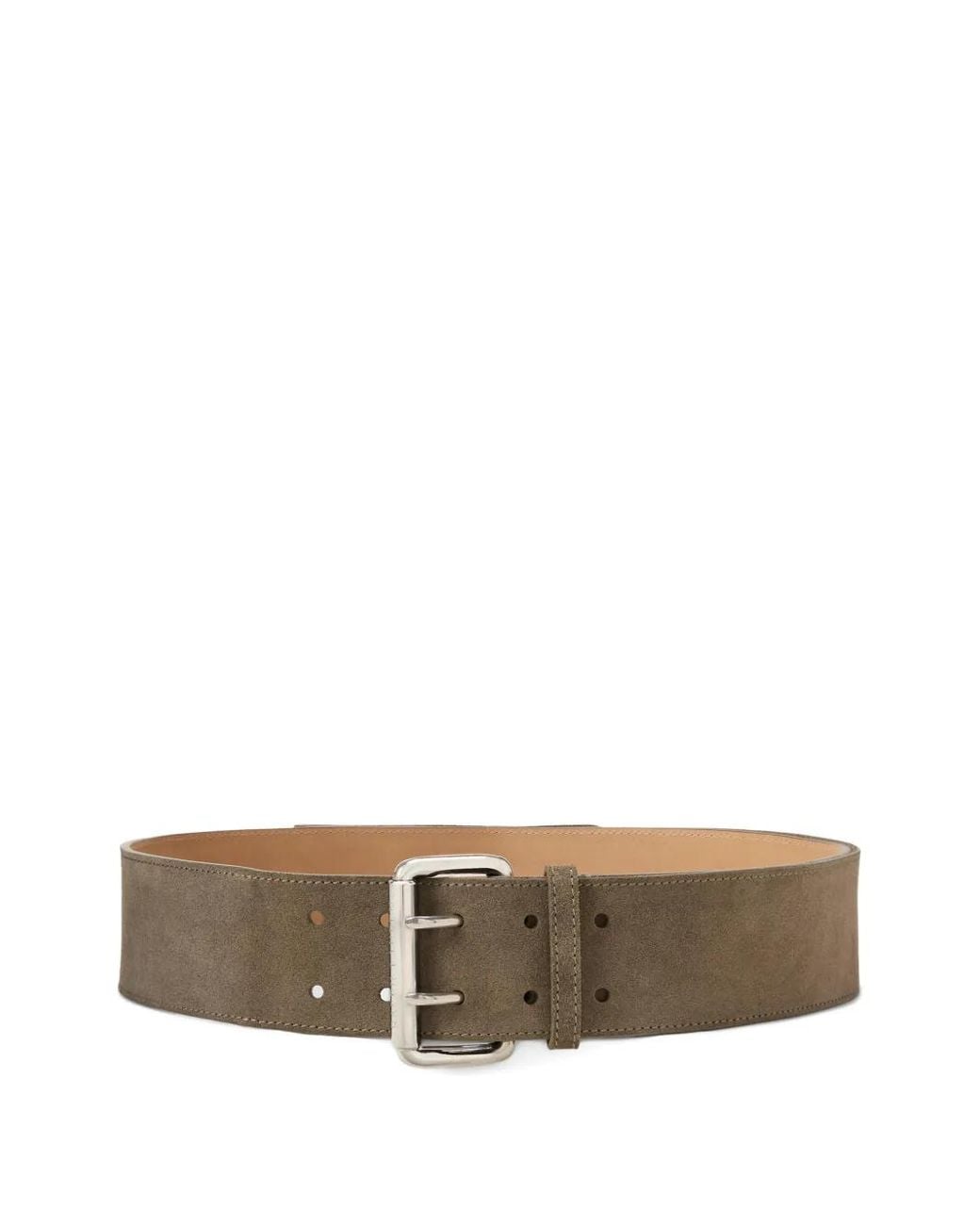 Ralph Lauren Gray Double-Prong Suede Belt