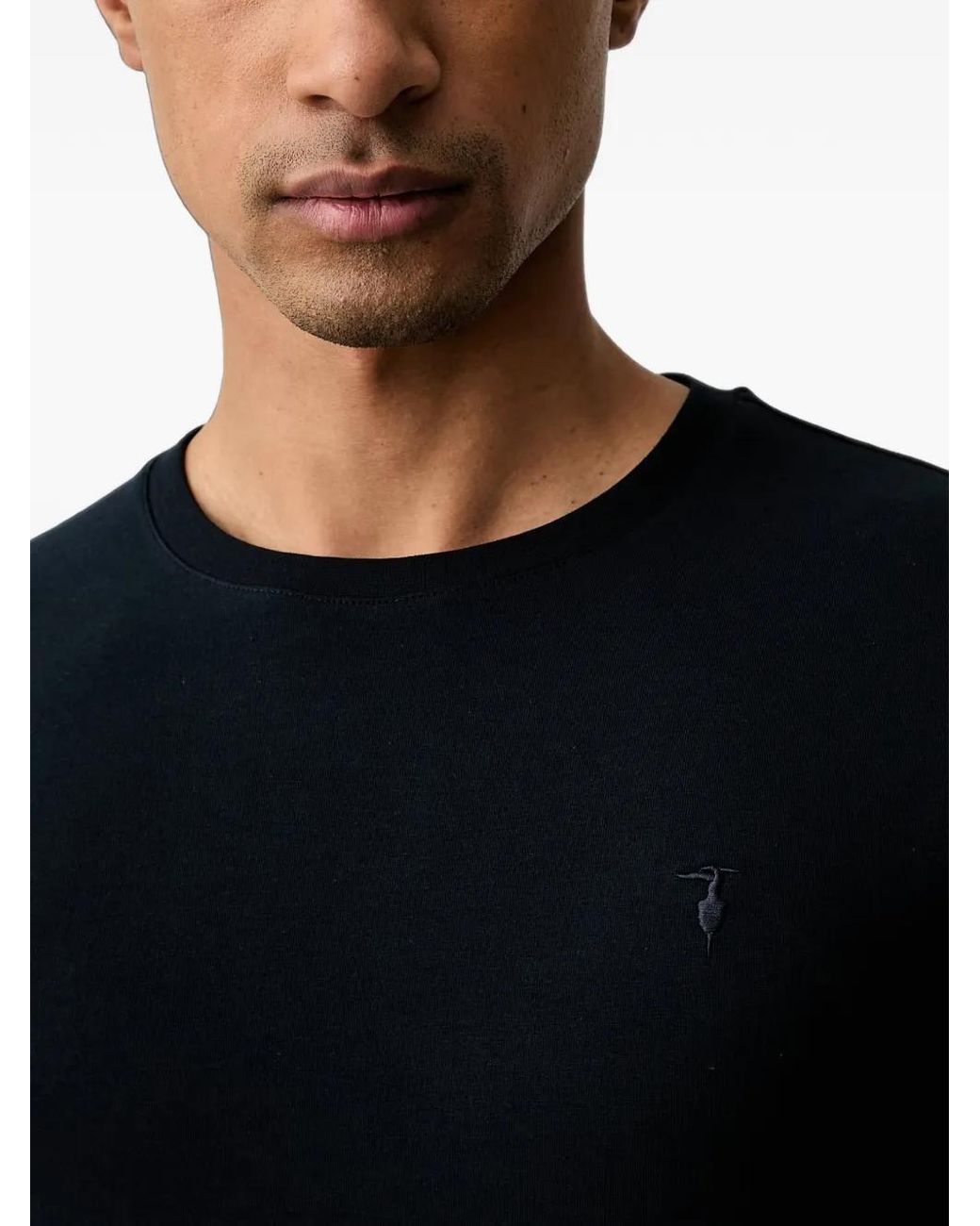 Trussardi Black Embroidered-Logo T-Shirt for men