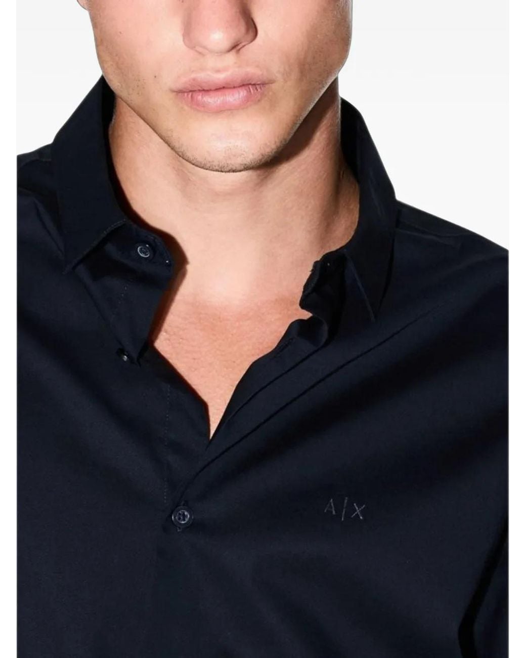 ARMANI EXCHANGE Blue Chemise Cintrée À Manches Longues for men