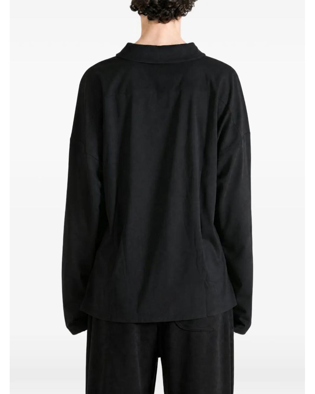 Kiko Kostadinov Black Draped-Panel Long-Sleeve Shirt for men