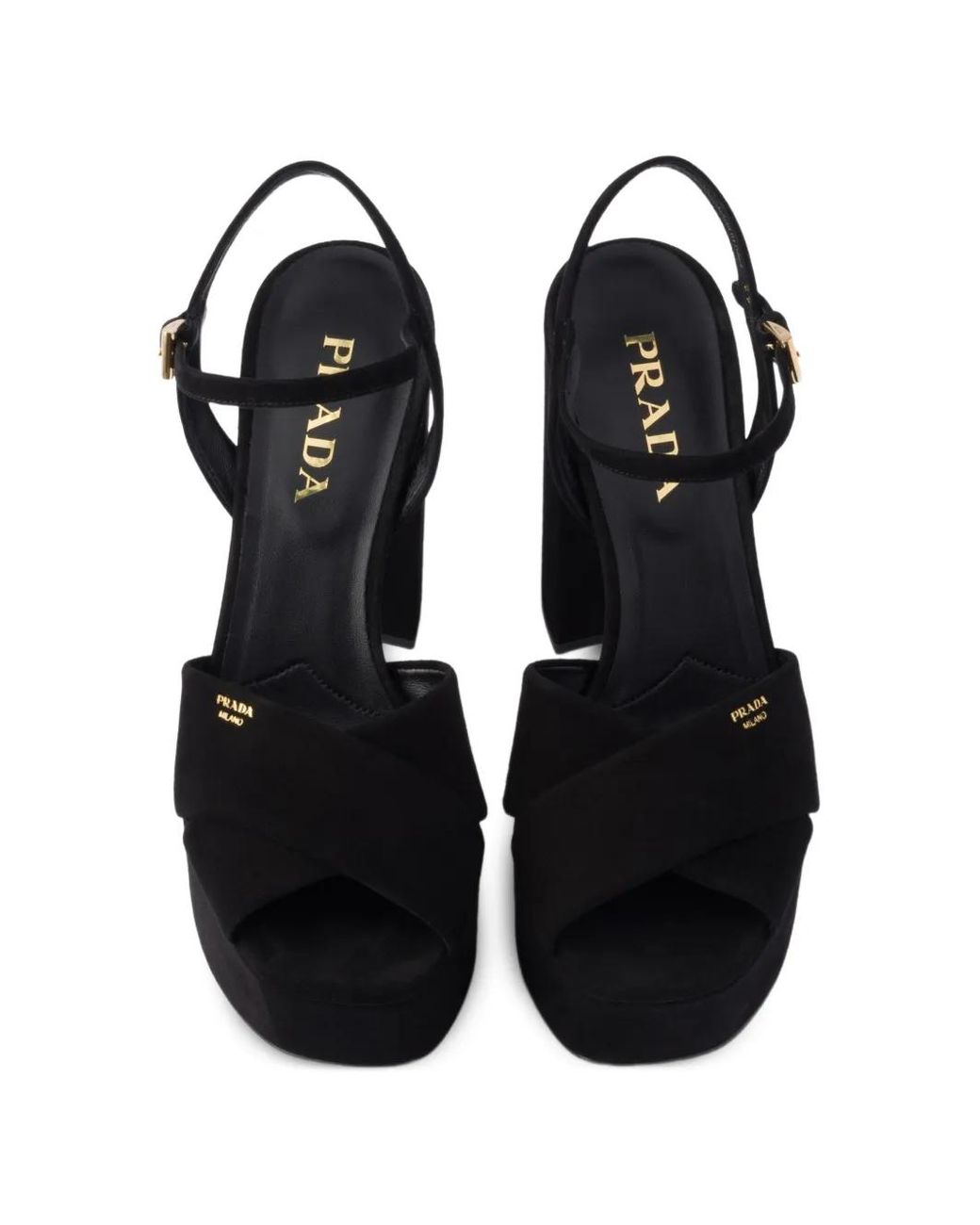 Prada Black Sandales En Daim À Plateforme