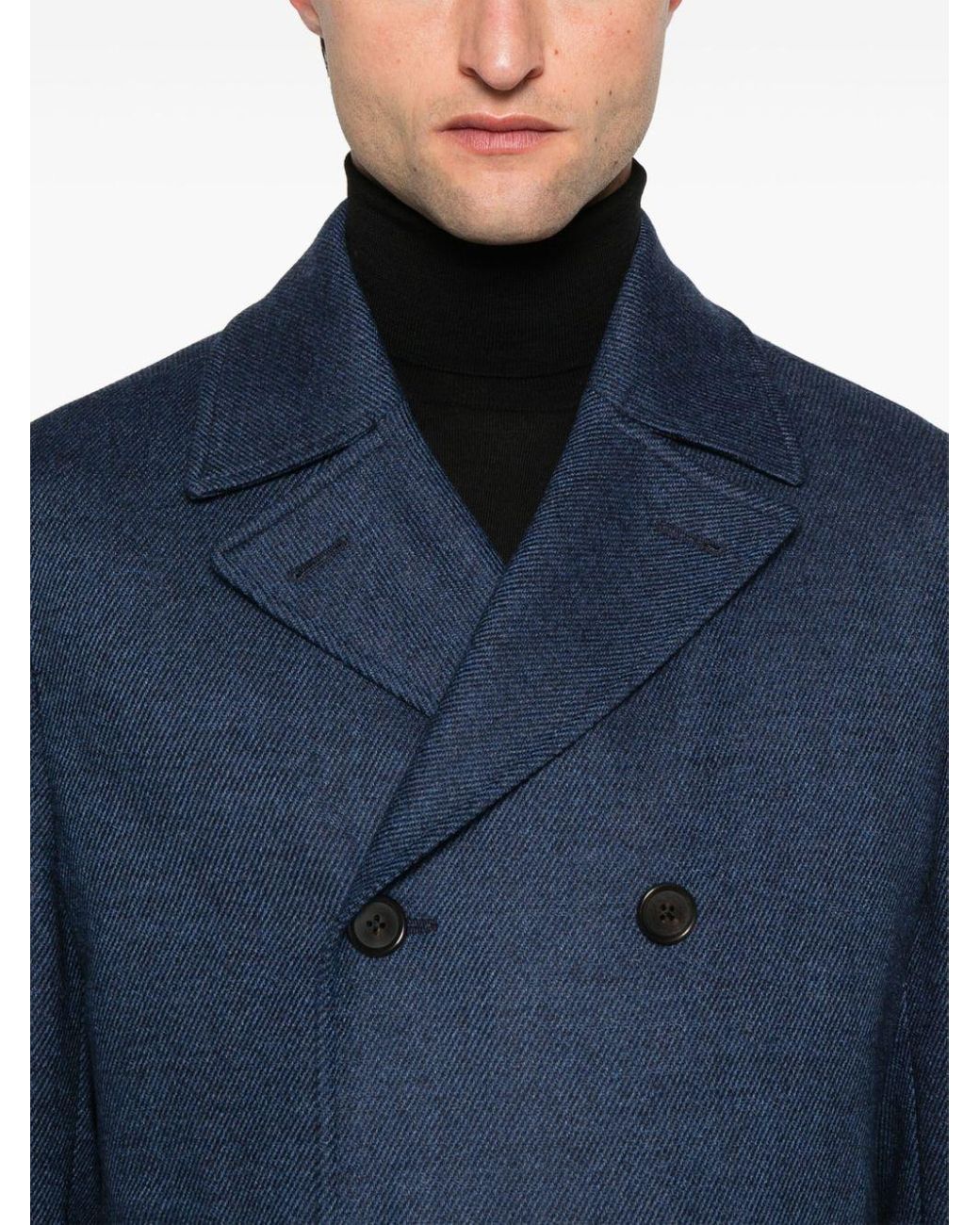 Corneliani Striped Peacoat in Blue for Men Lyst UK