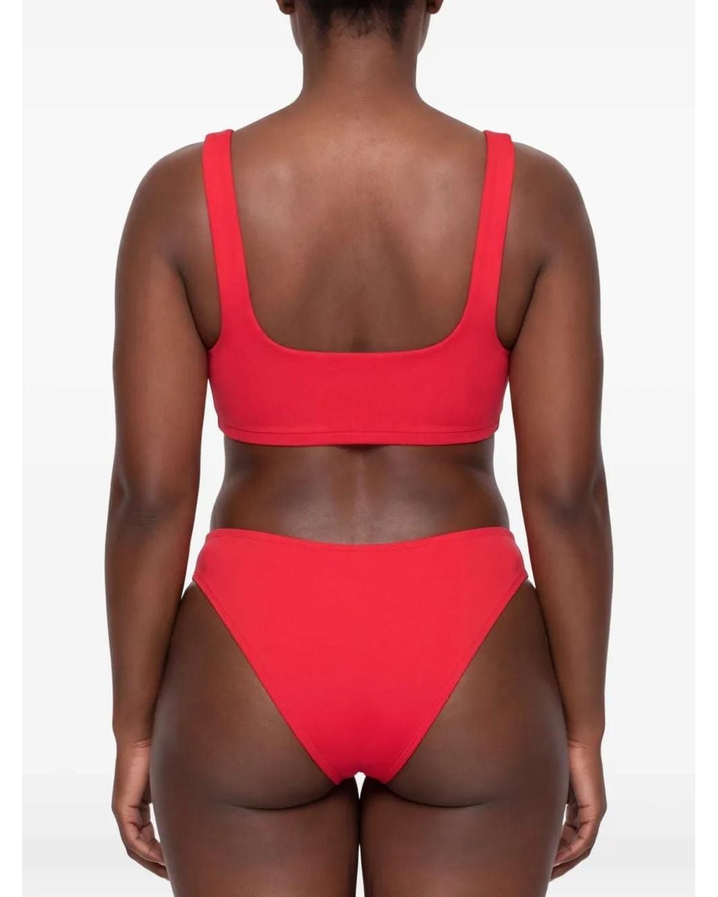 Moschino Red Lace-Up Bikini Top