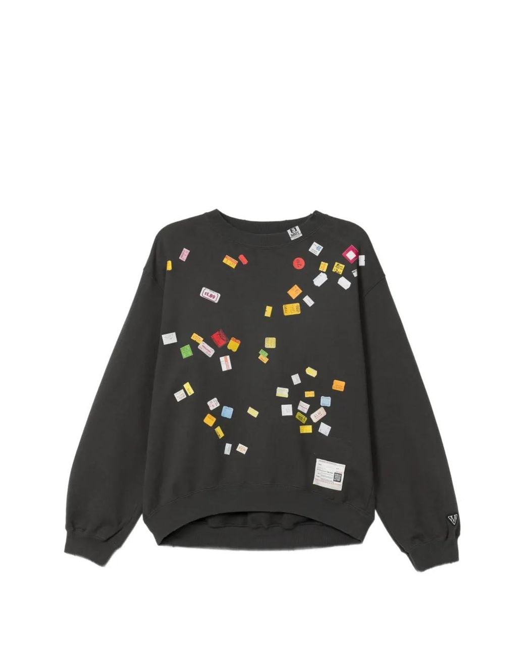 Maison Mihara Yasuhiro Black Price Tag Sticker-Printed Sweater