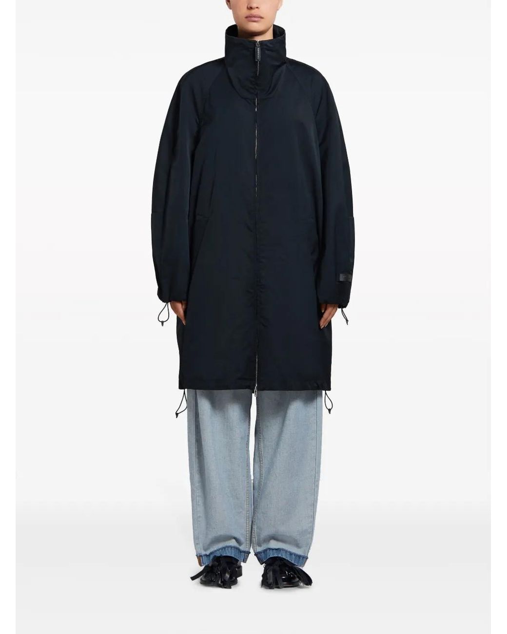 Marni Blue Raglan-Sleeve Zip-Up Coat