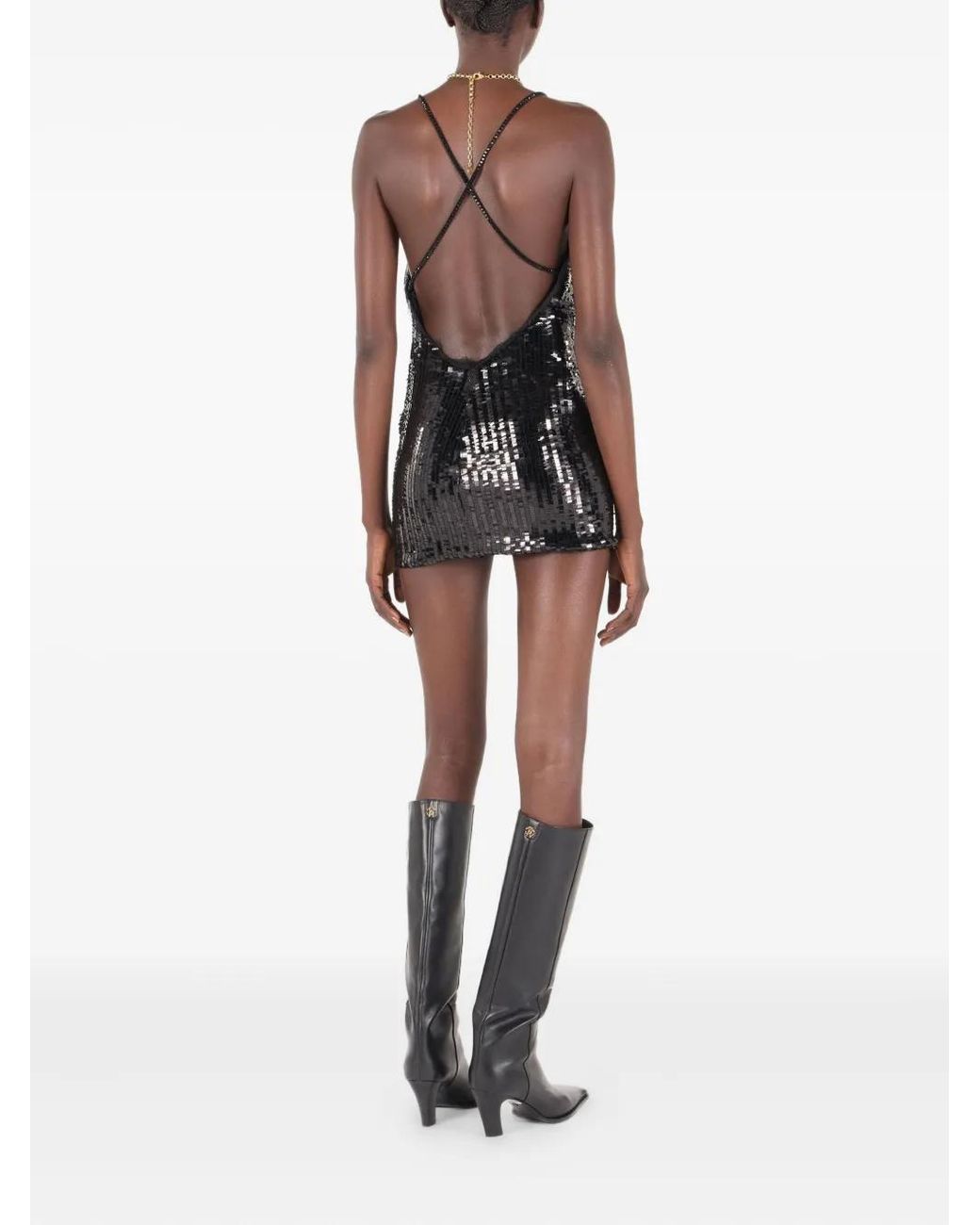 Roberto Cavalli Black Sequined Mini Dress