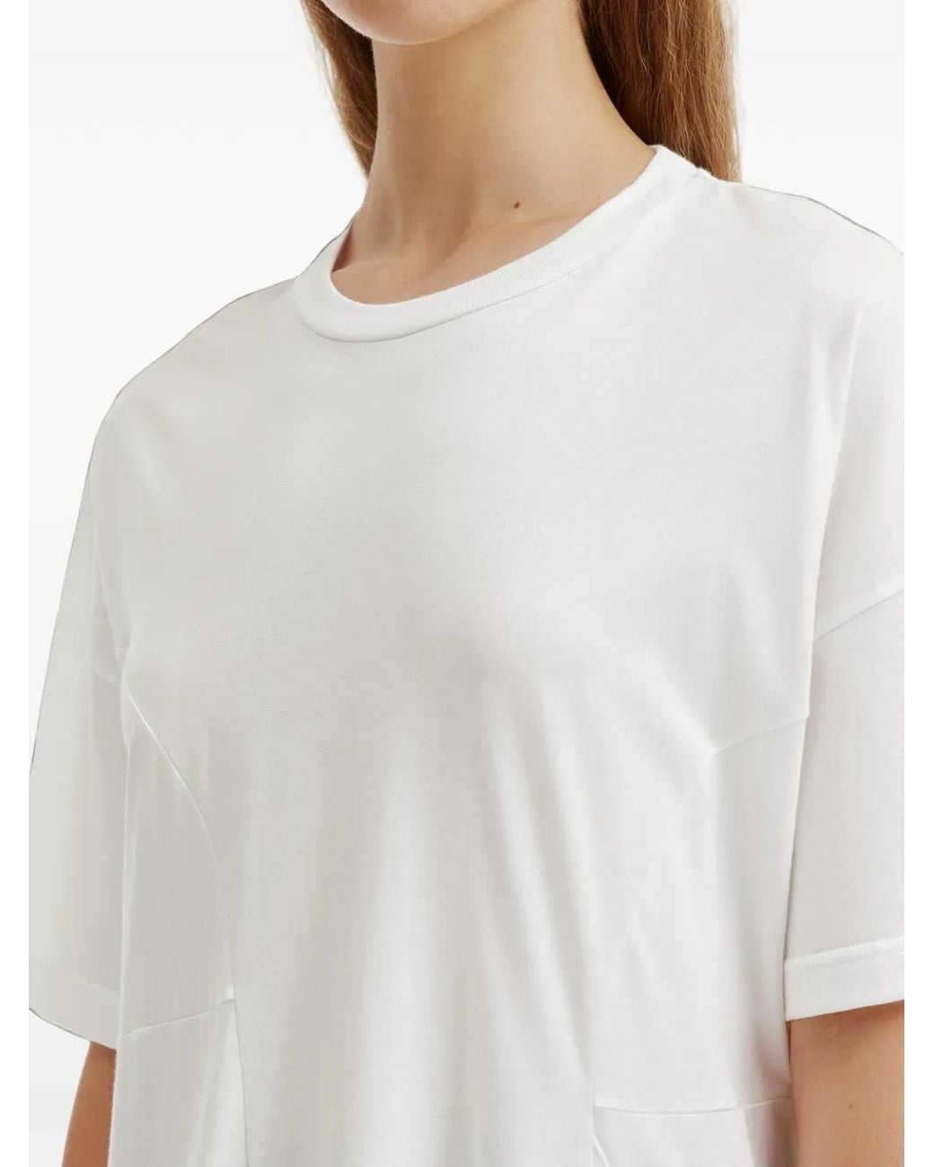 Enfold White Asymmetric Panelled T-Shirt