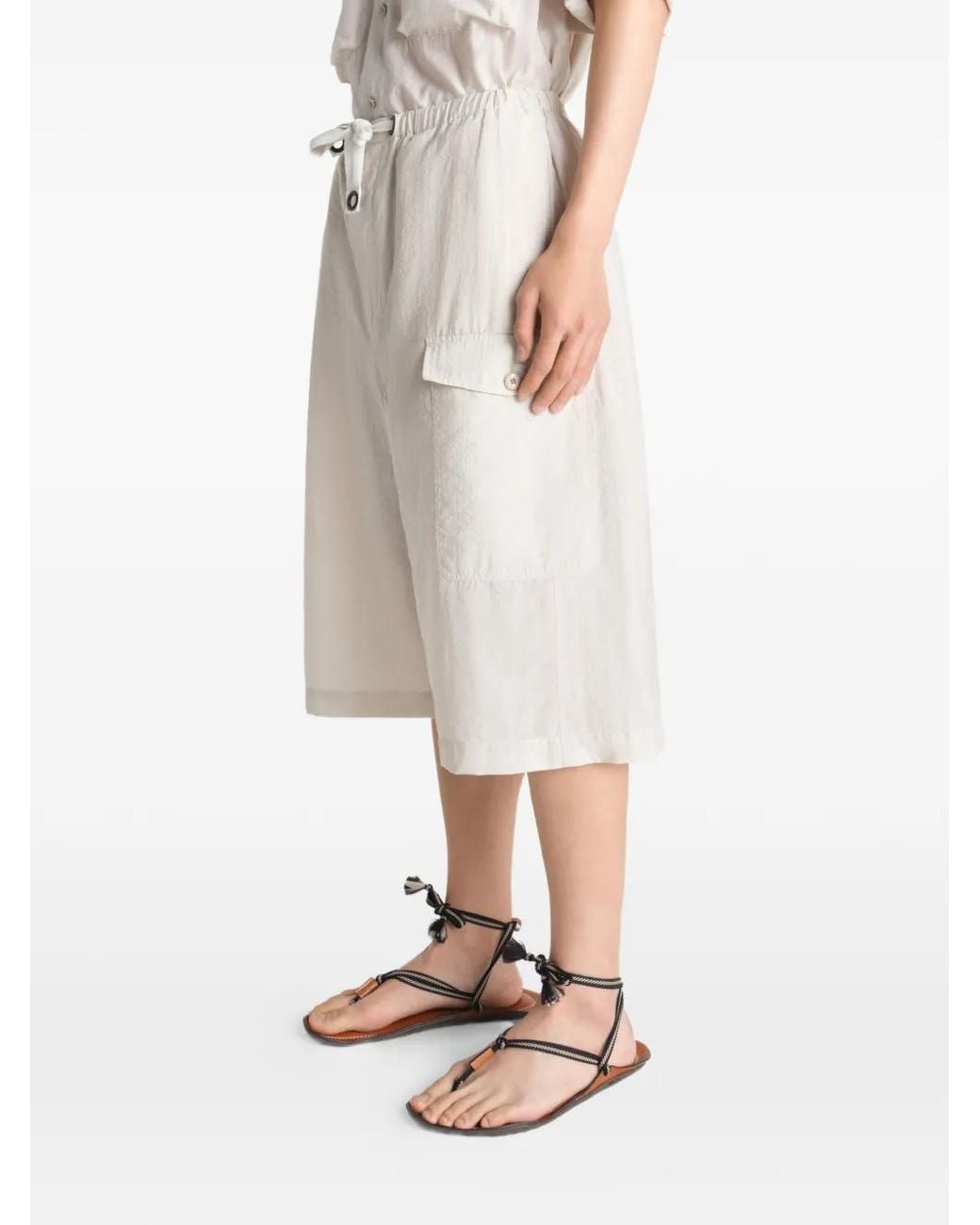 Lemaire White Cargo Easy Shorts for men