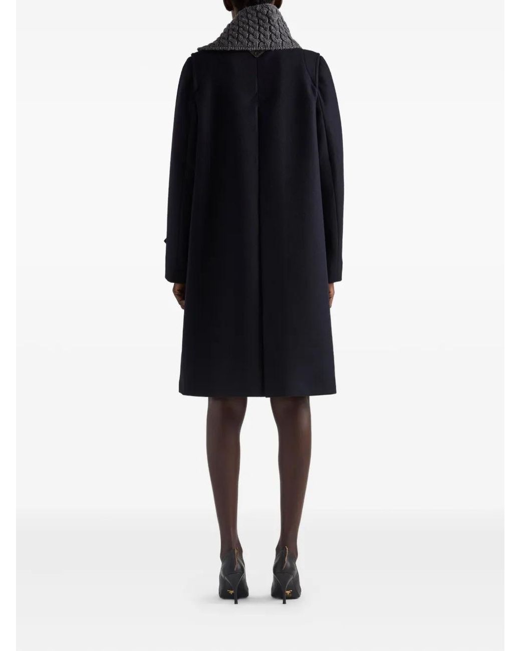 Prada Blue Single-Breasted Double Loden Coat