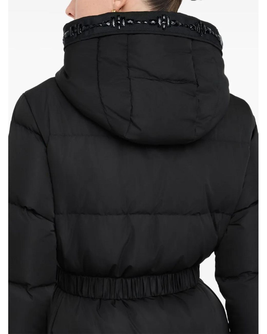 Liu Jo Black Quilted Bejewelled Longline Jacket
