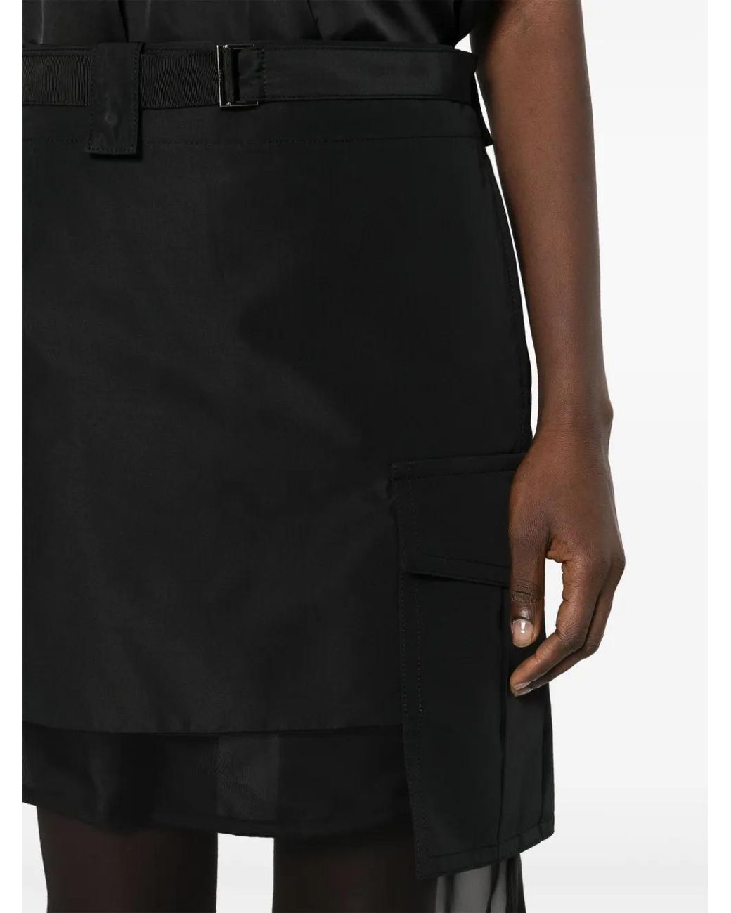Sacai Black Fabric Combo Skirt