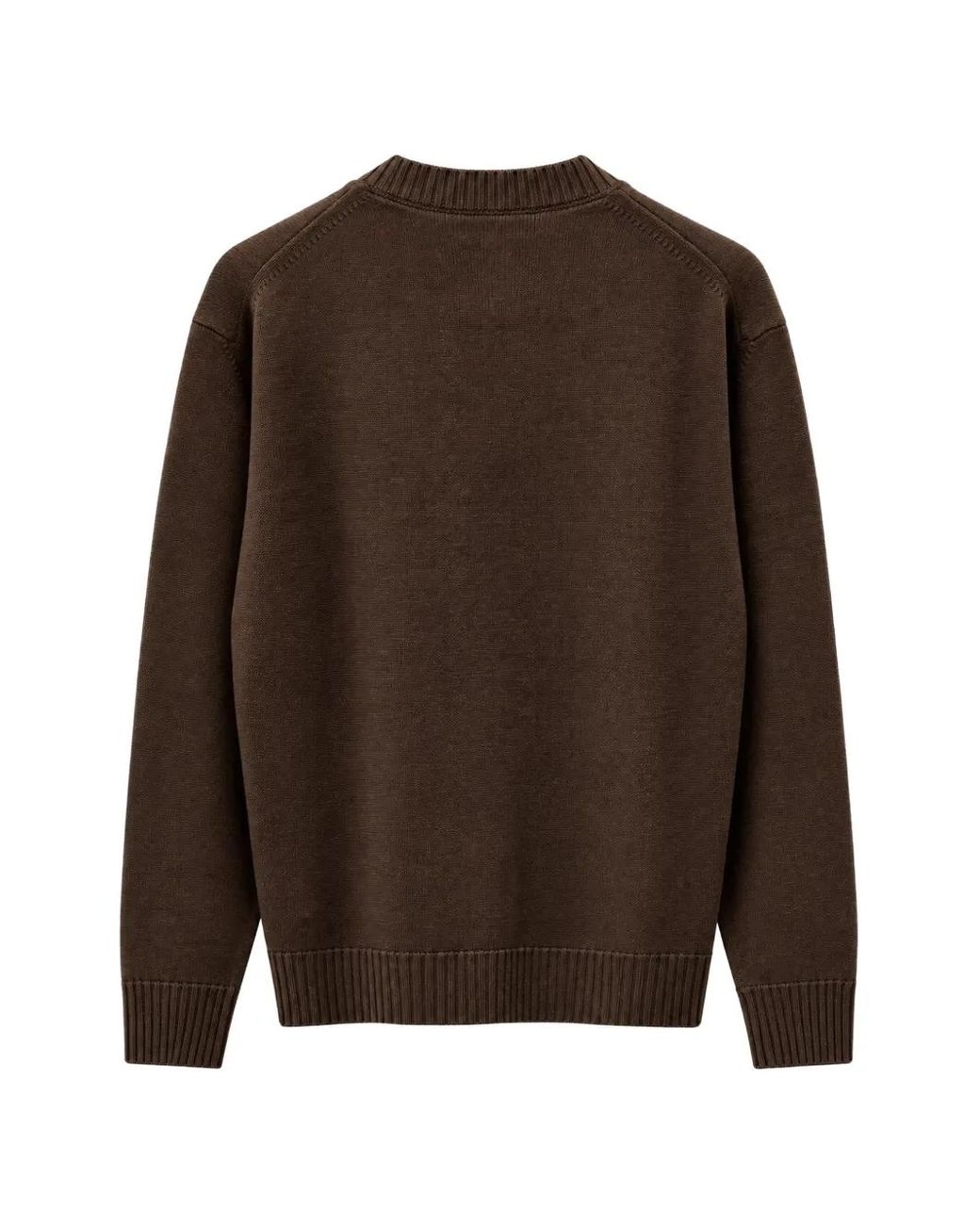 THE PULL Brown Crew-Neck Virgin Wool Sweater for men