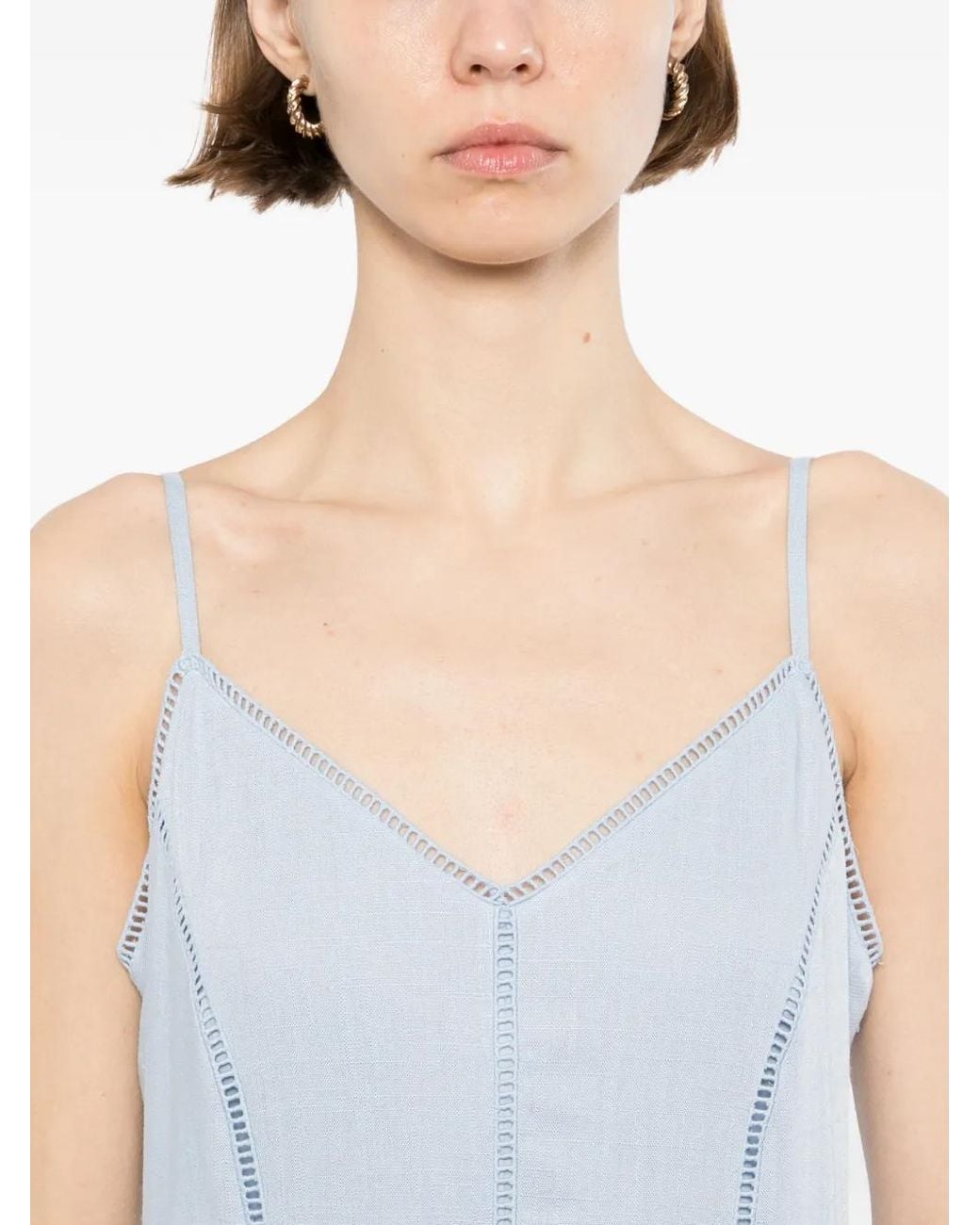 Karl Lagerfeld Blue Cut-Out Embroidery Dress