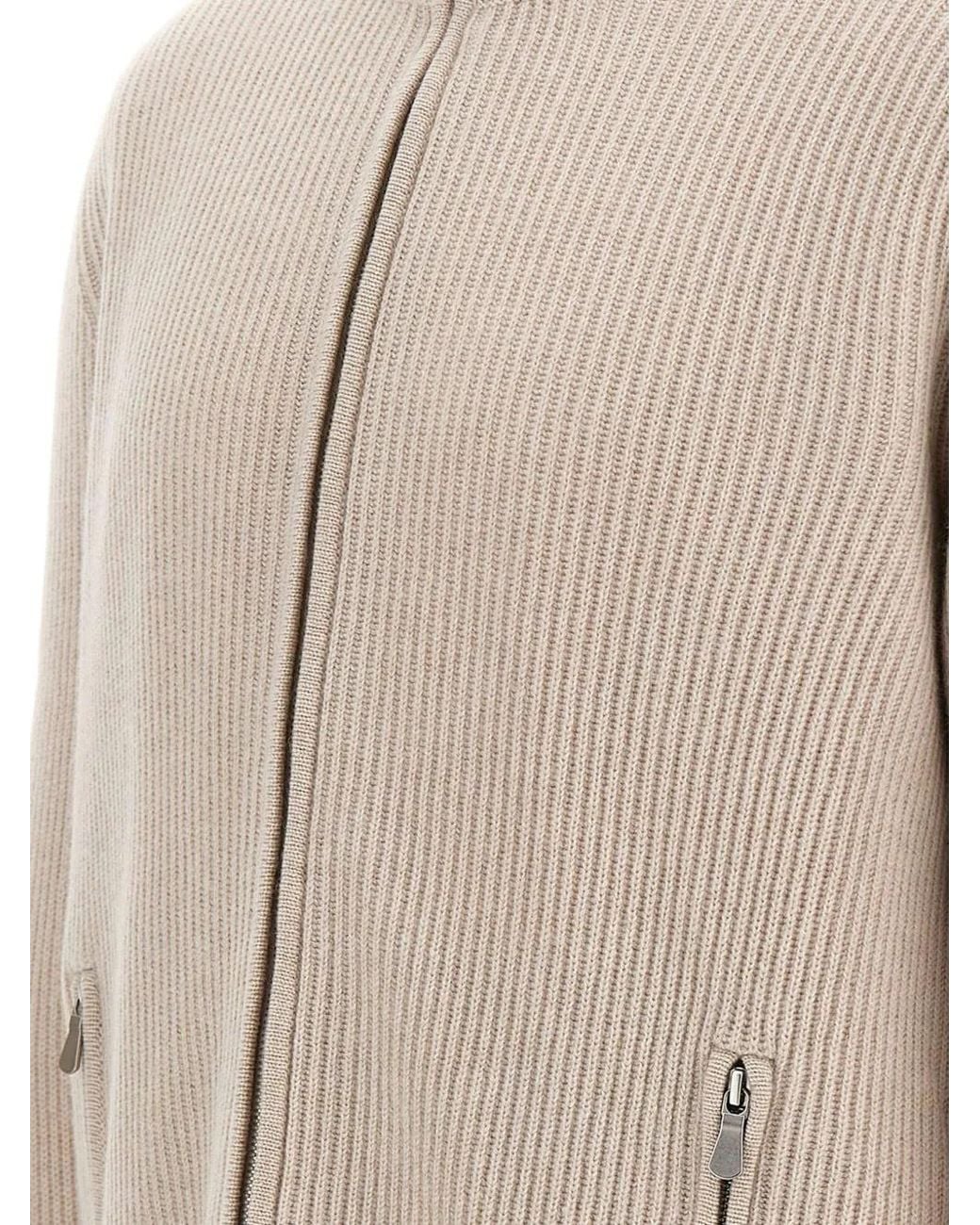 Gran Sasso Natural Ribbed-Knit Cashmere Cardigan for men
