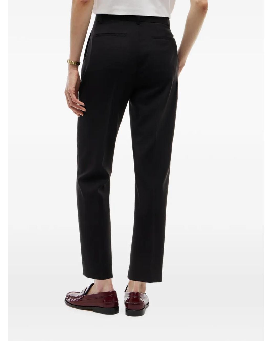 Tommy Hilfiger Black Logo-Plaque Pressed-Crease Trousers