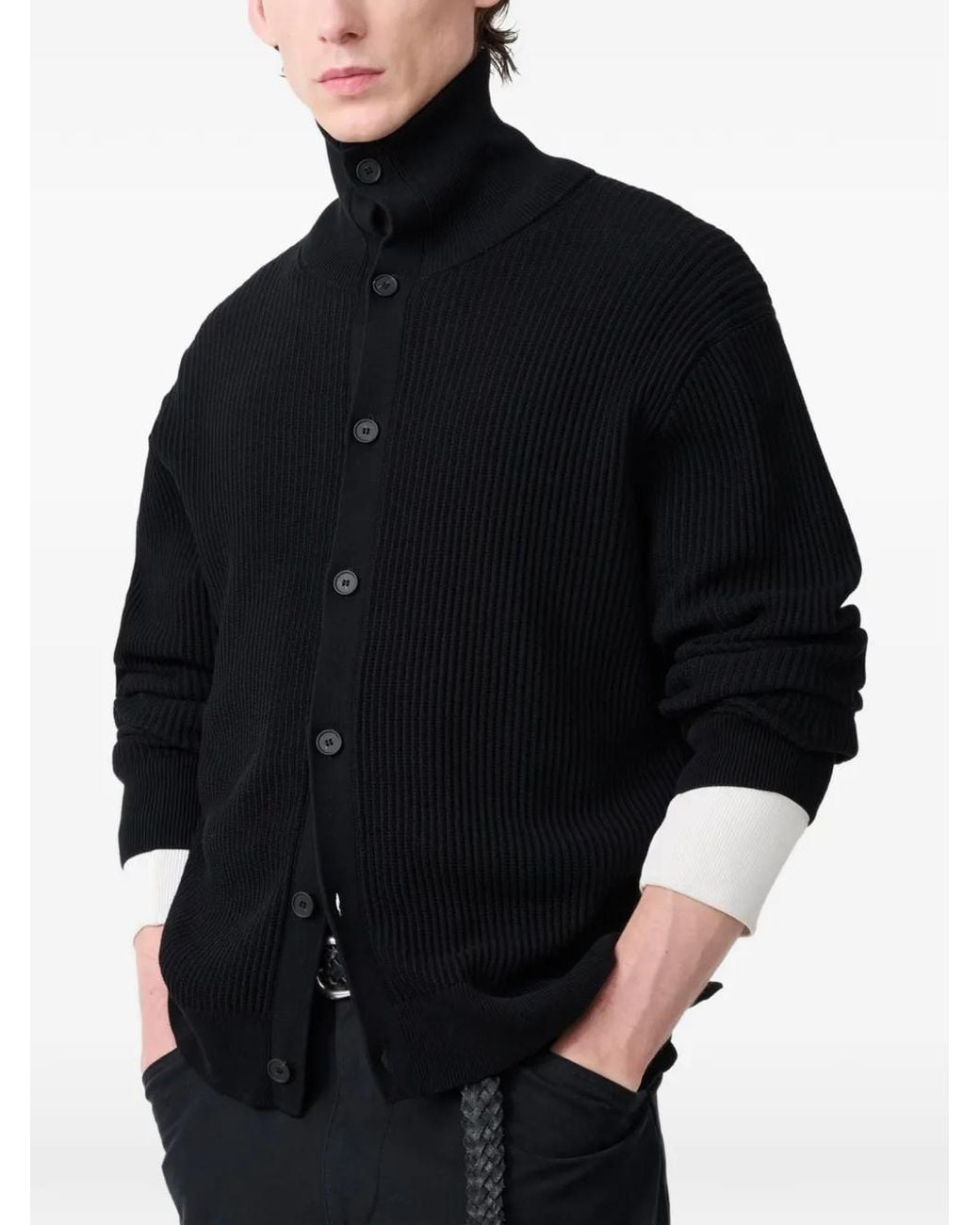 Studio Nicholson Black Oran Ribbed Cardigan for men