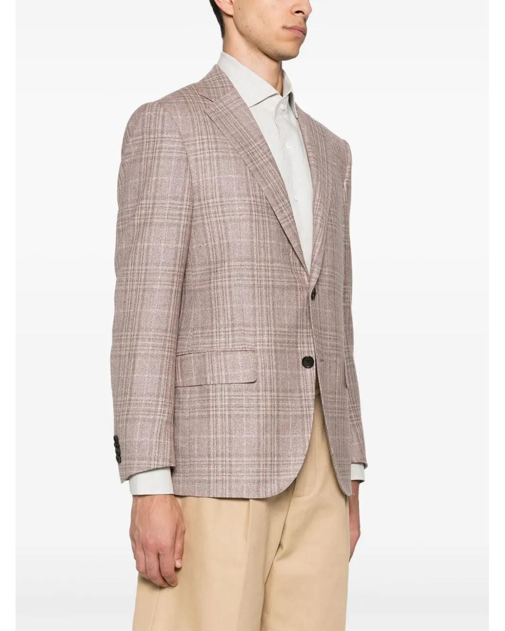 Corneliani Brown Check-Pattern Blazer for men
