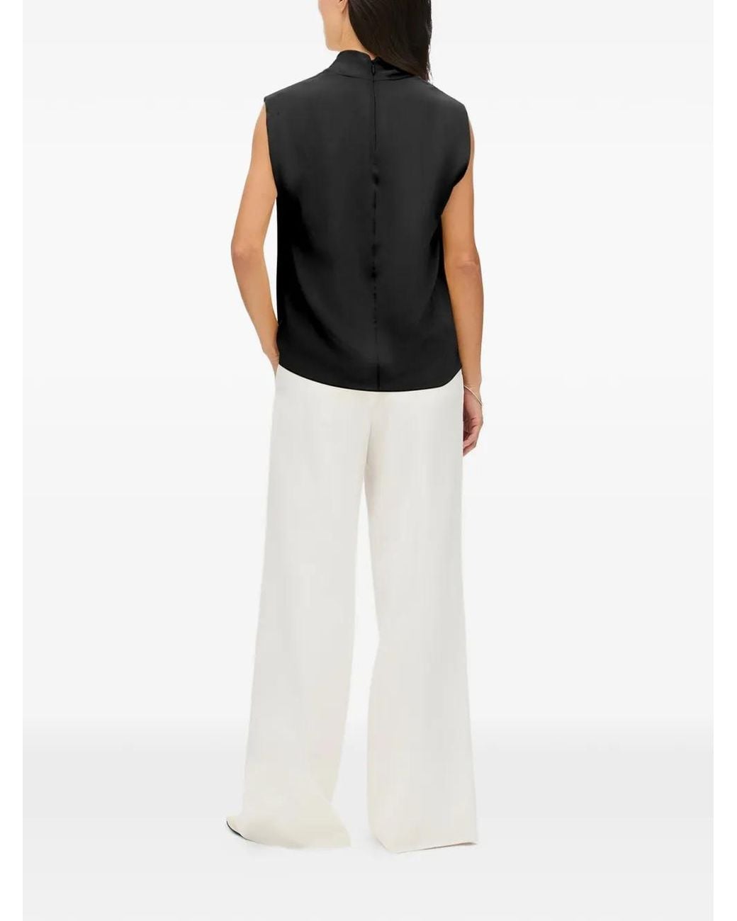 Another Tomorrow Black Cowl-Neck Draped Top