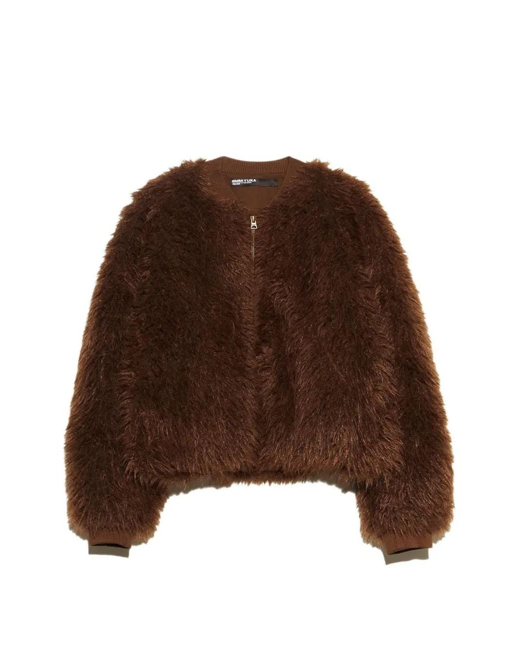 Bimba Y Lola Brown Khaki Fur Bomber Jacket