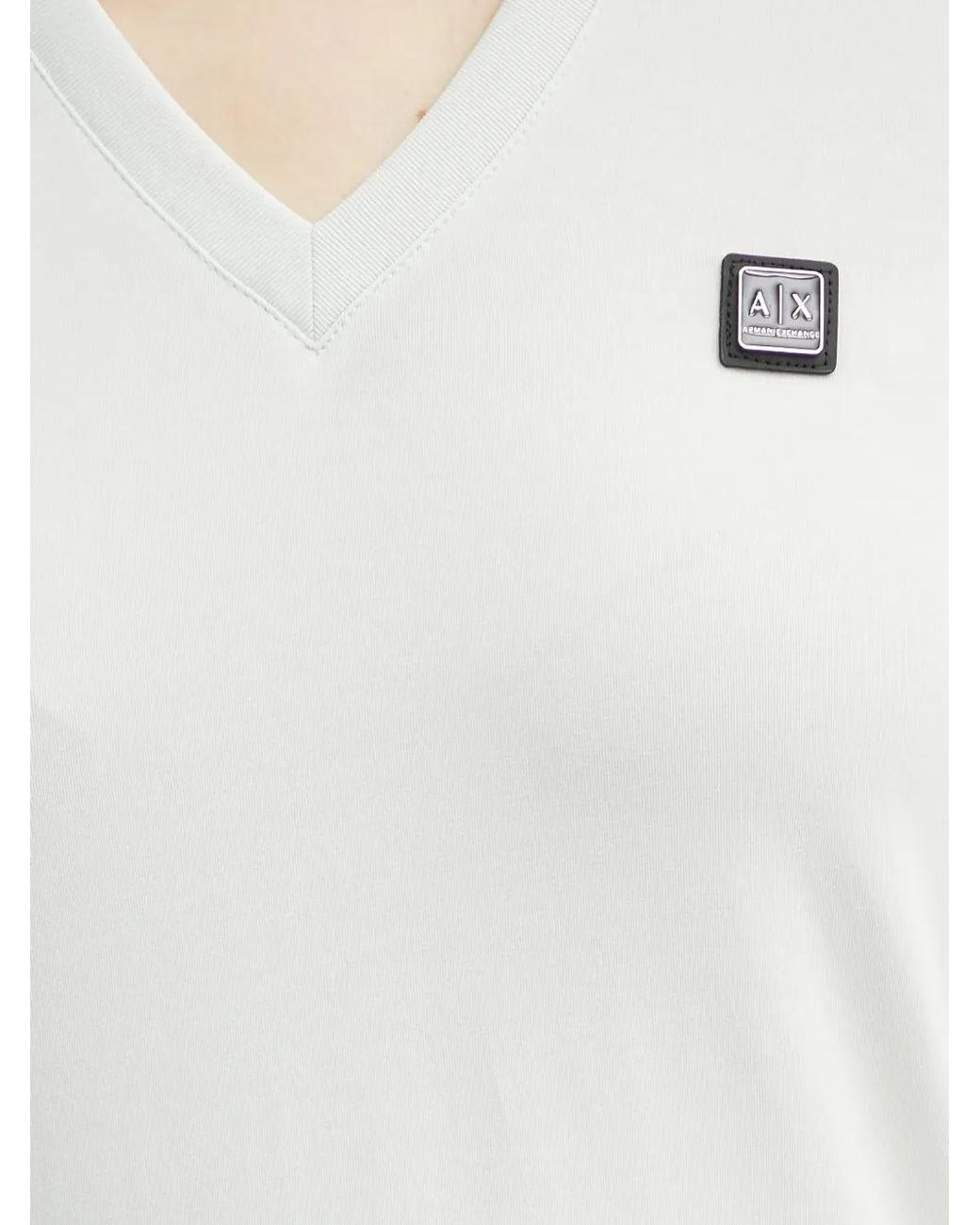 ARMANI EXCHANGE White V-Neck T-Shirt