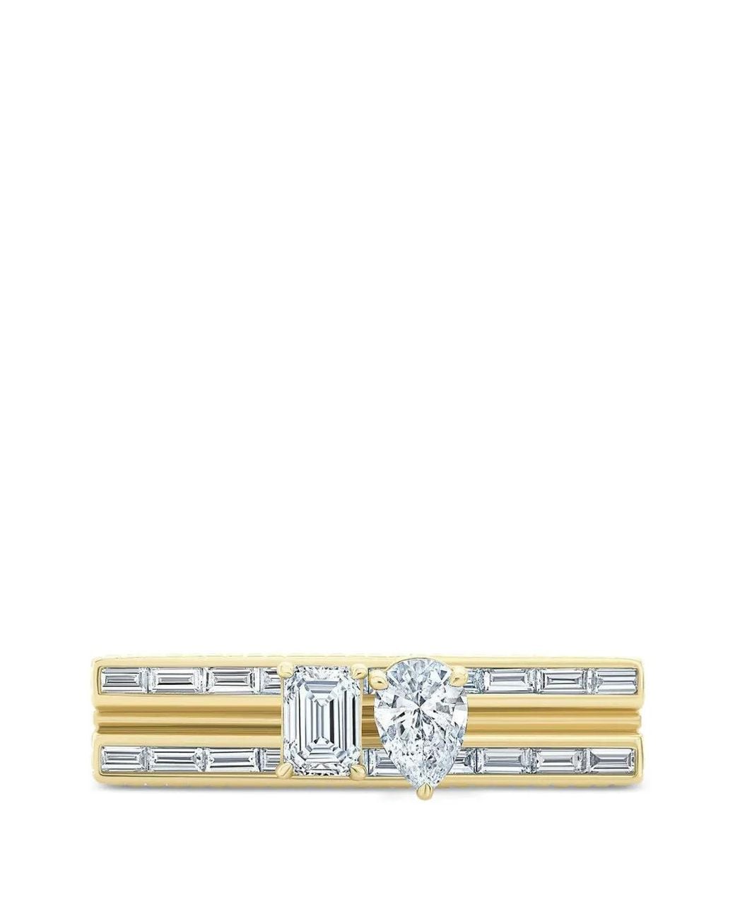 Loraida Metallic Blade Emerald- And Pear-Shaped Diamond Ring