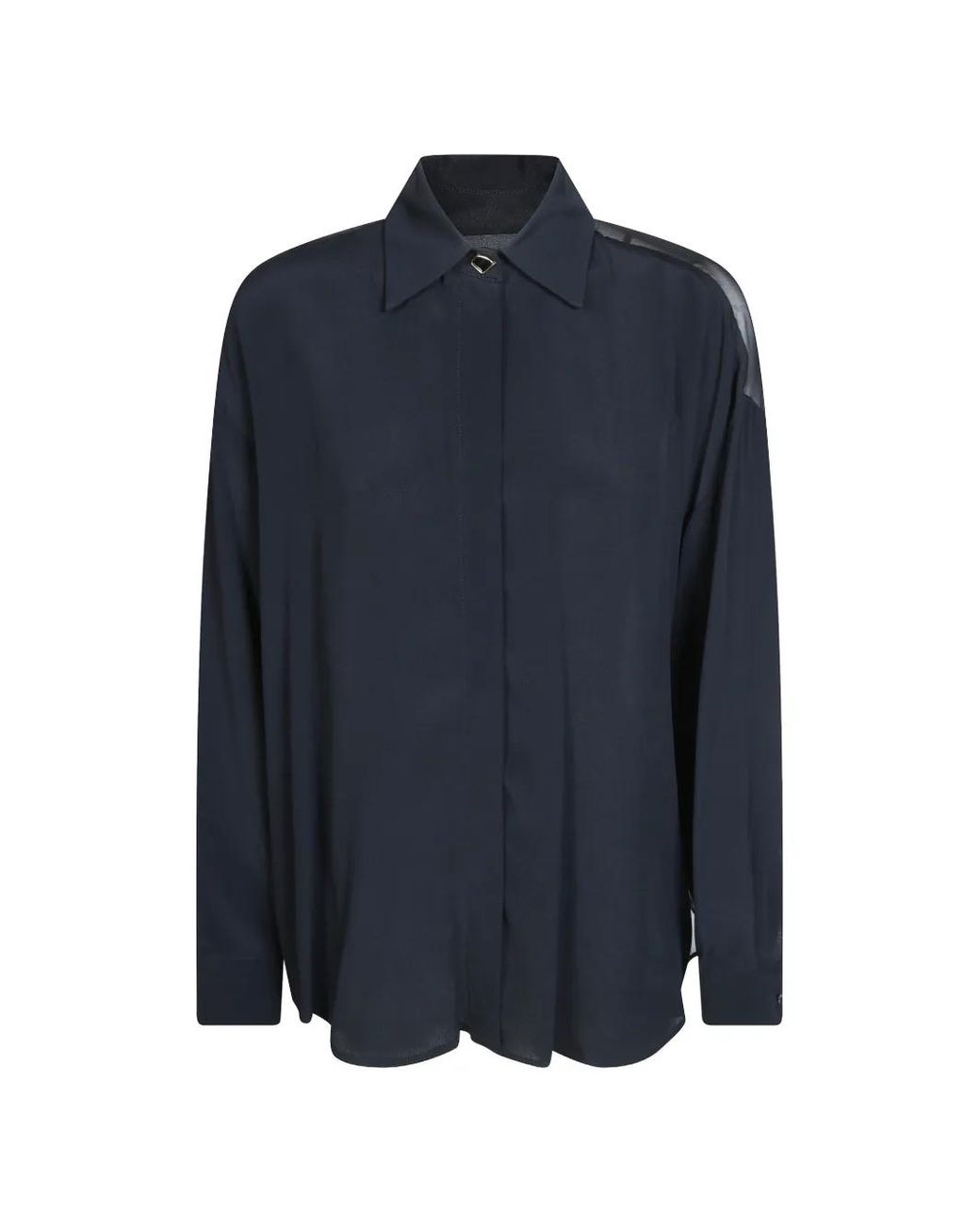 Dondup Blue Oversized Crepe De Chine Shirt