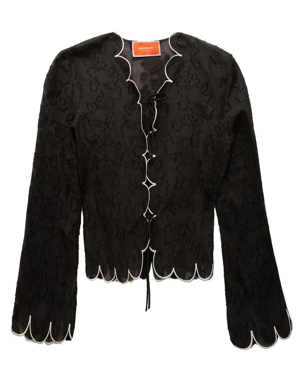 LaDoubleJ Black Embroidered Crop Jacket