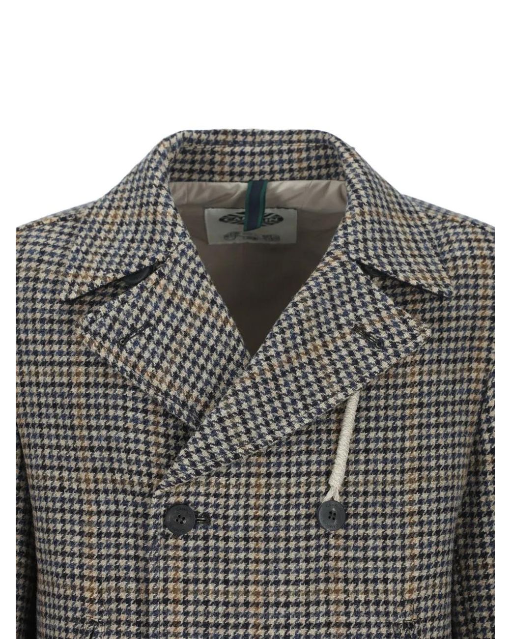 Camplin Gray Houndstooth Double-Breasted Coat for men