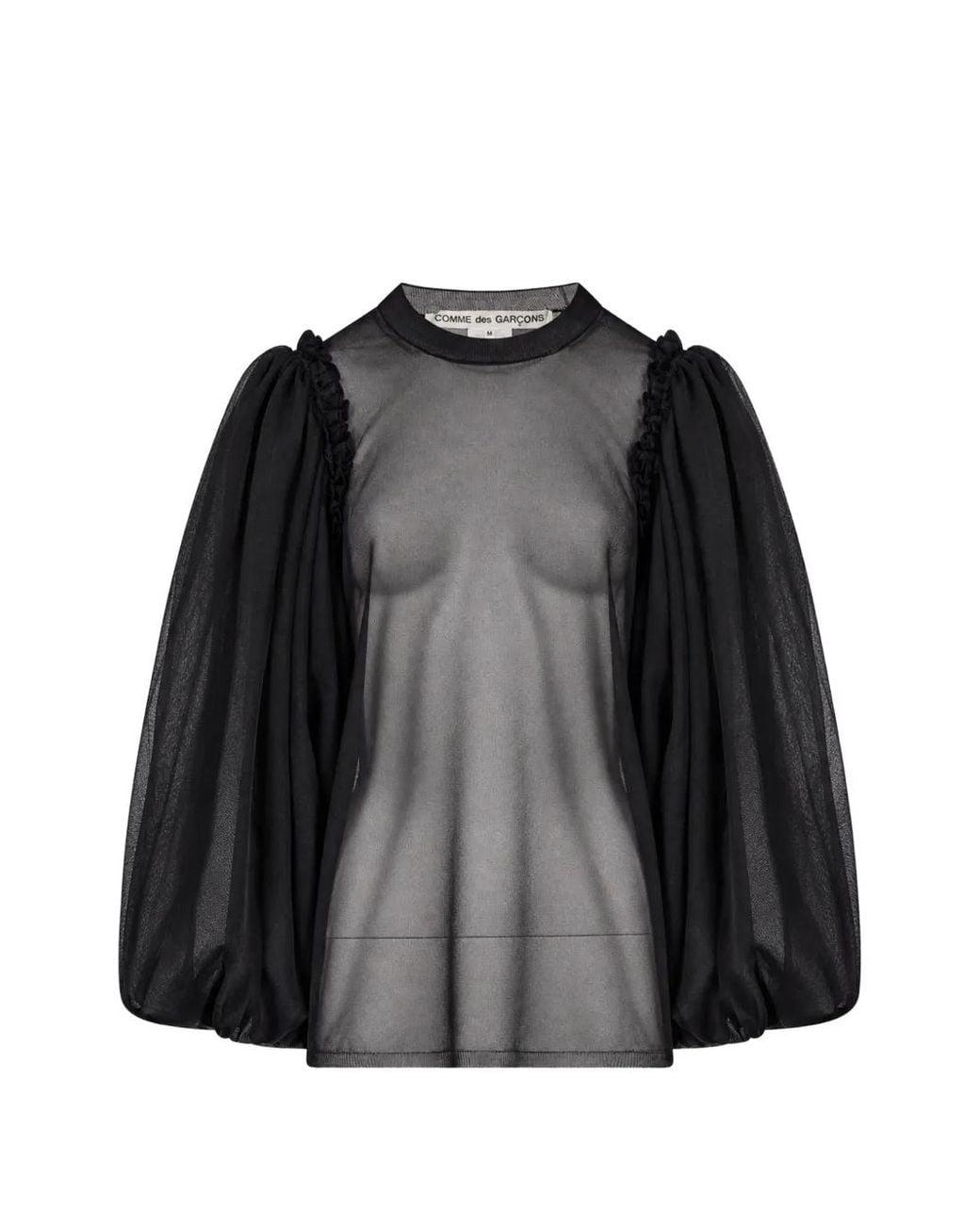 Comme des Garçons Black Sheer Ruffled-Trim Blouse