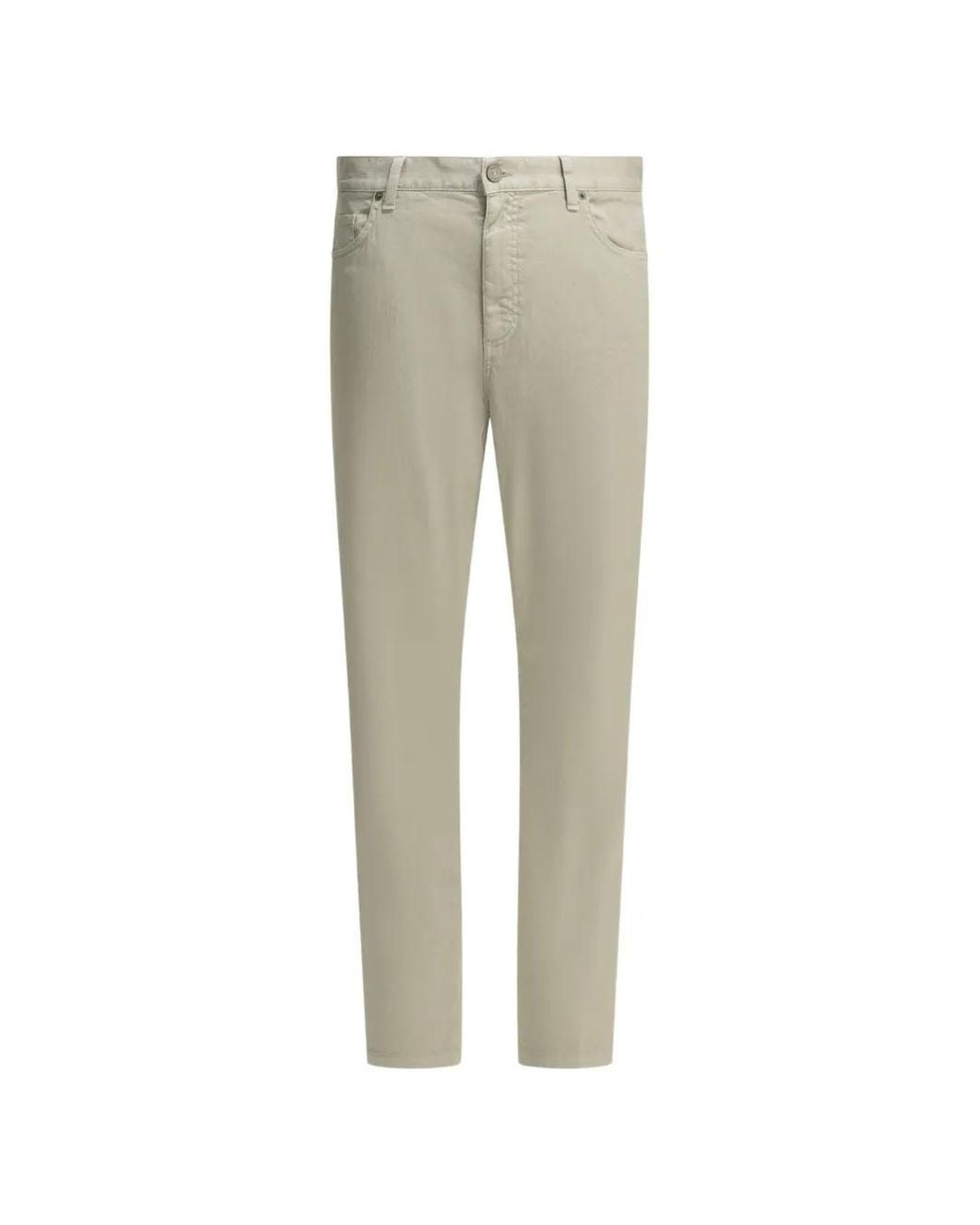 Zegna Natural Logo-Patch Linen Trousers for men