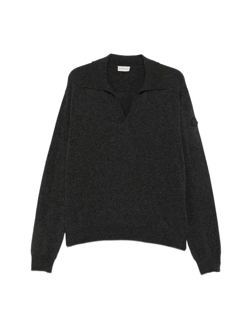 Moncler Black Logo-Patch Polo Sweater for men