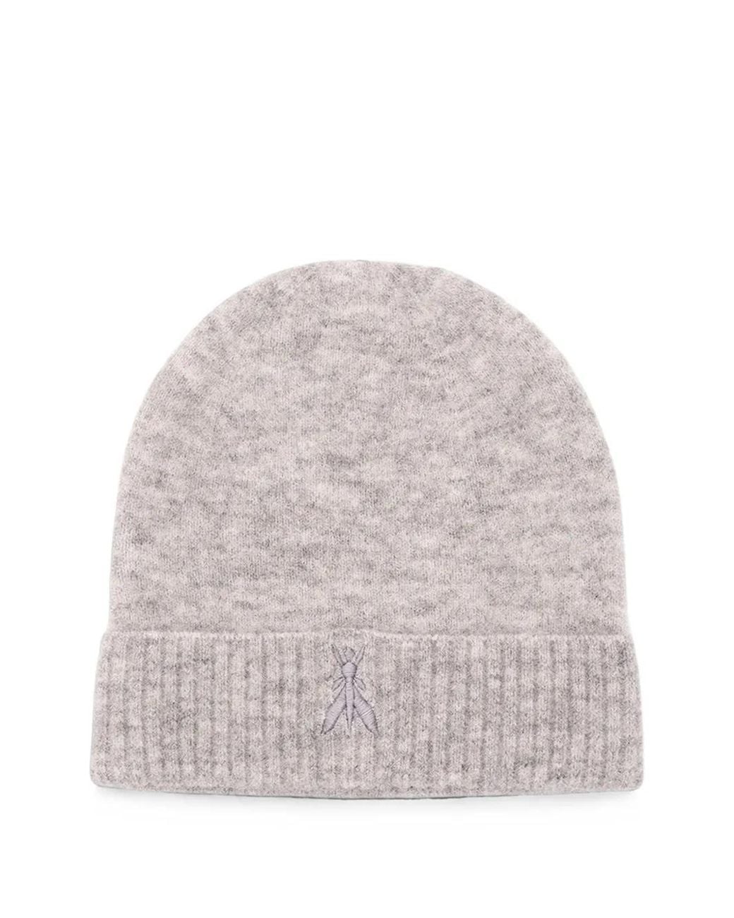 Patrizia Pepe White Logo-Embroidered Ribbed-Trim Beanie Hat