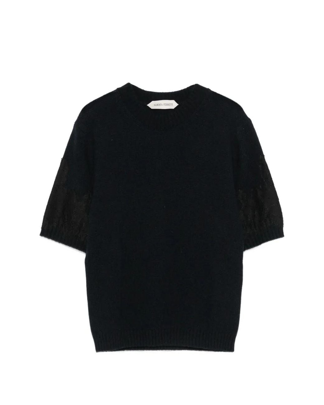 Alberta Ferretti Black Short-Sleeve Sweater