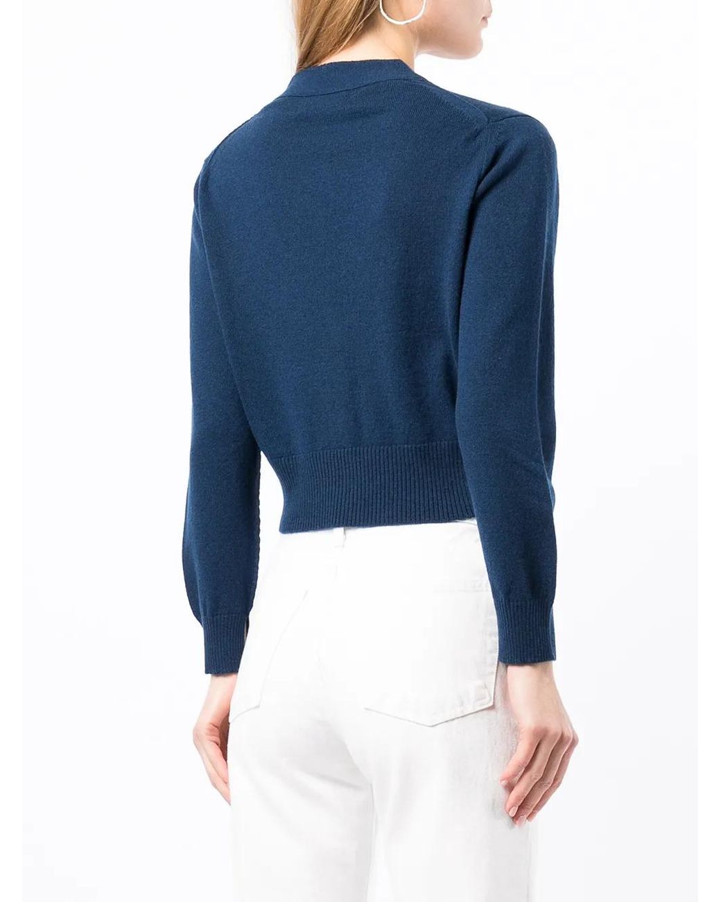 Pringle of Scotland Blue Cropped Button-Up Cardigan