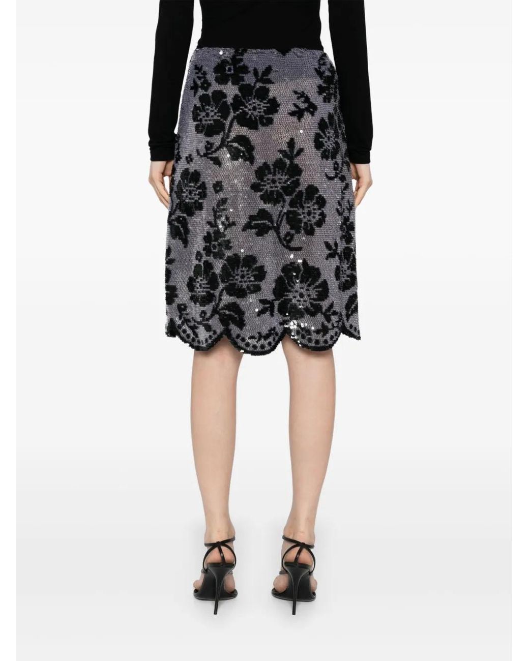 Ashish Black Sequin Mesh Skirt