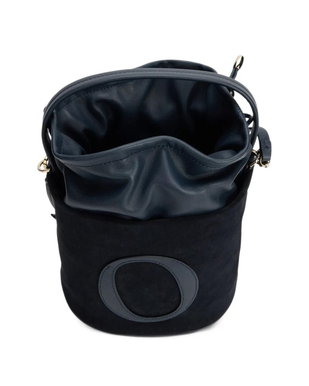 Orciani White Her-O Logo-Patch Suede Bucket Bag