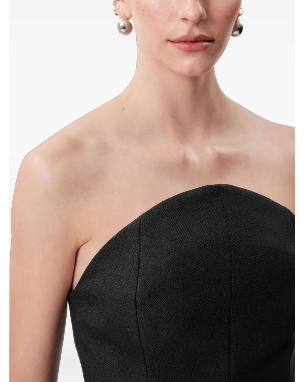 Concepto Black Drama Fringed Strapless Gown