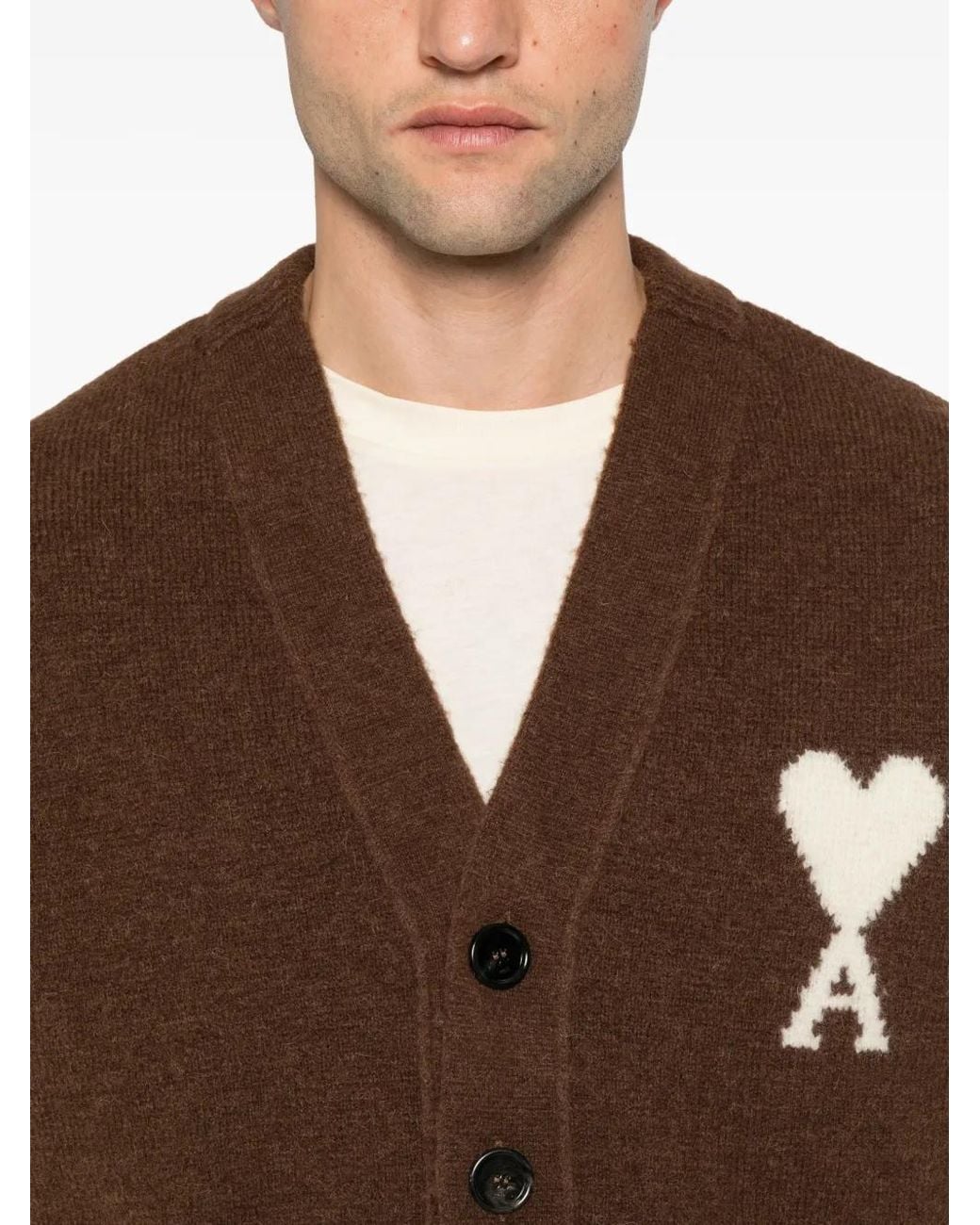 AMI Brown Ami De Coeur Cardigan
