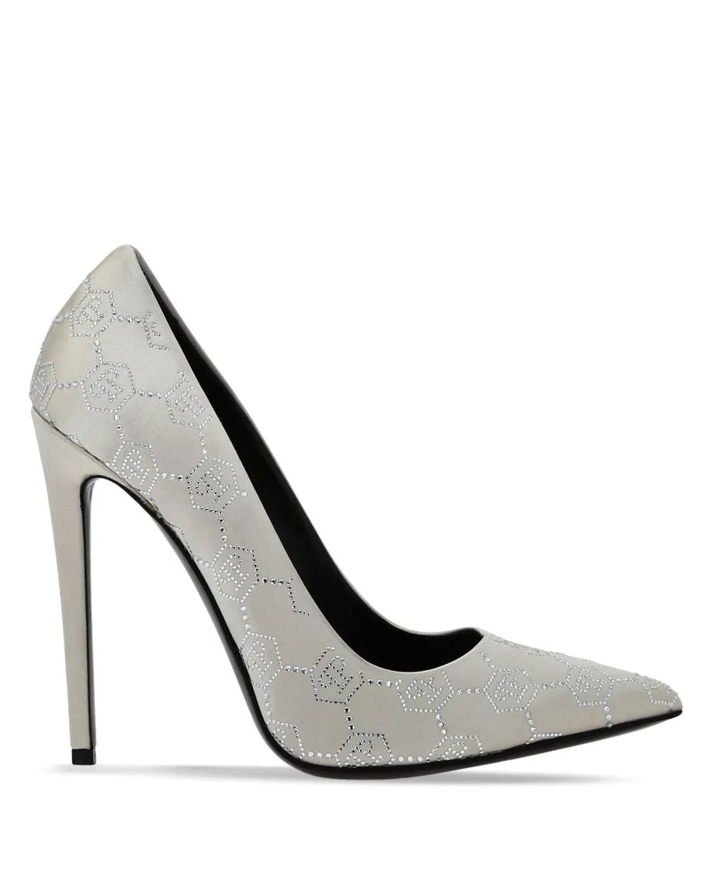 Philipp Plein White Decollete Monogram Strass Pumps