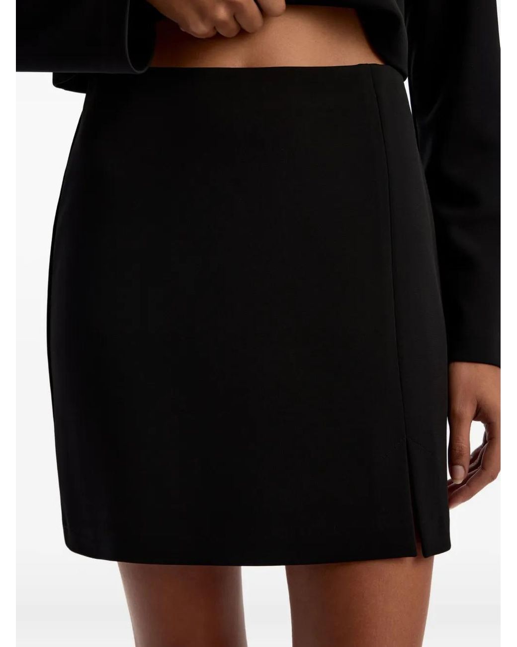 12 STOREEZ Black Crepe Mini Skirt