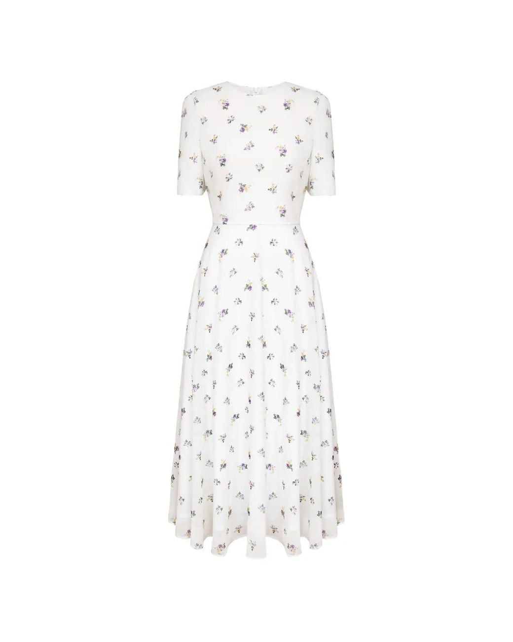POST MERIDIEM White Floral-Print Short-Sleeve Midi Dress